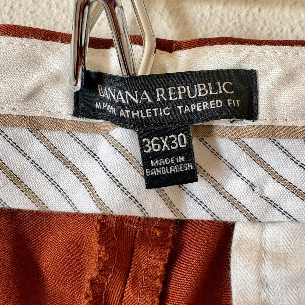 Banana Republic Mason Athletic Tapered Fit Chinos Burnt Sienna Orange 36x30 Mens